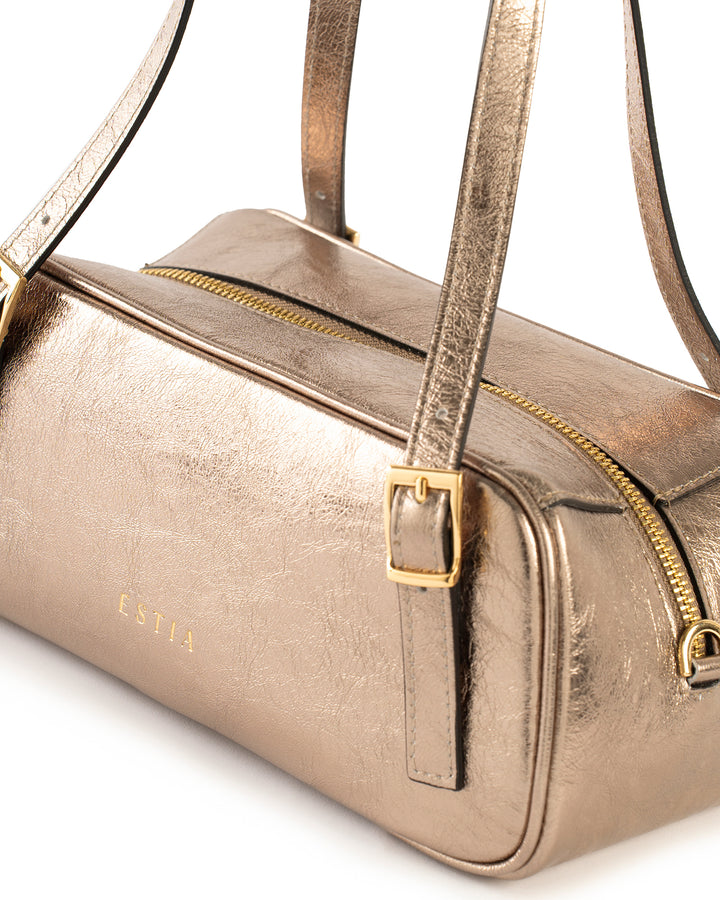 Panarea Leather Baguette Bag - Gold