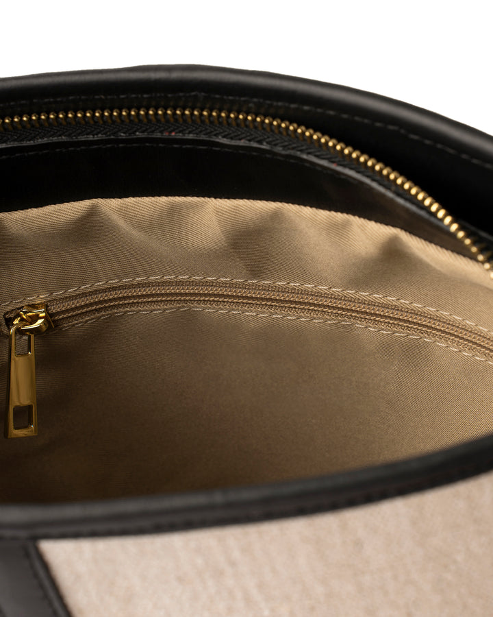 Ischia Canvas and Leather Bucket Bag - Black