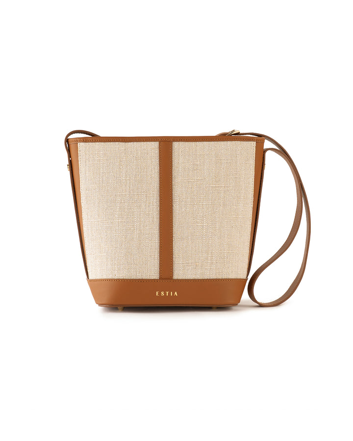 Ischia Canvas and Leather Bucket Bag - Brown