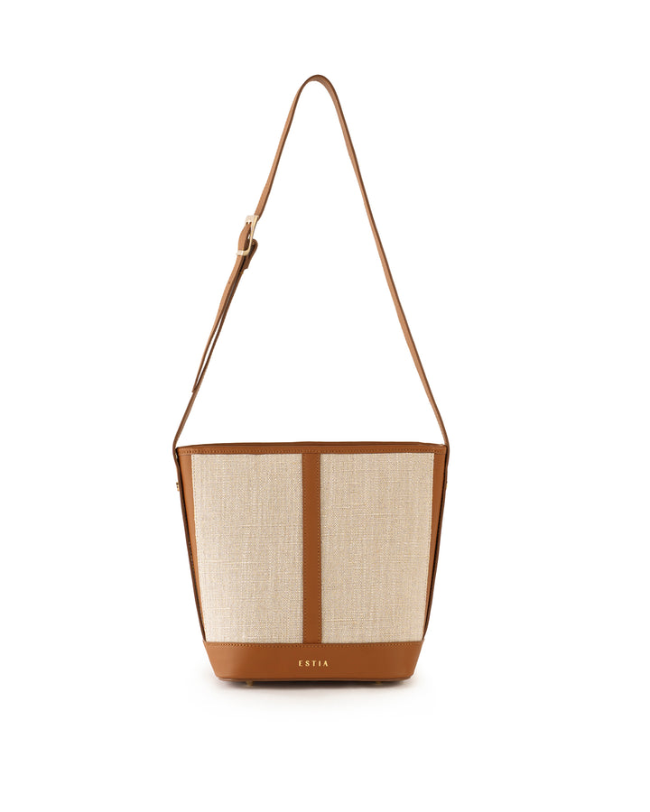 Ischia Canvas and Leather Bucket Bag - Brown