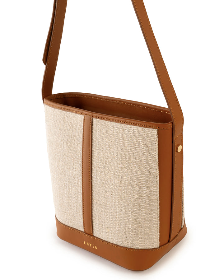 Ischia Canvas and Leather Bucket Bag - Brown
