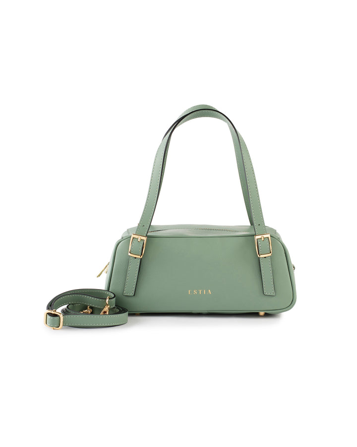 Panarea Leather Baguette Bag - Matcha