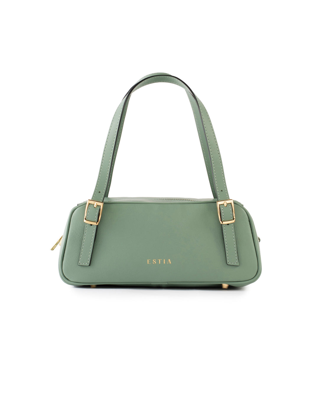 Panarea Leather Baguette Bag - Matcha