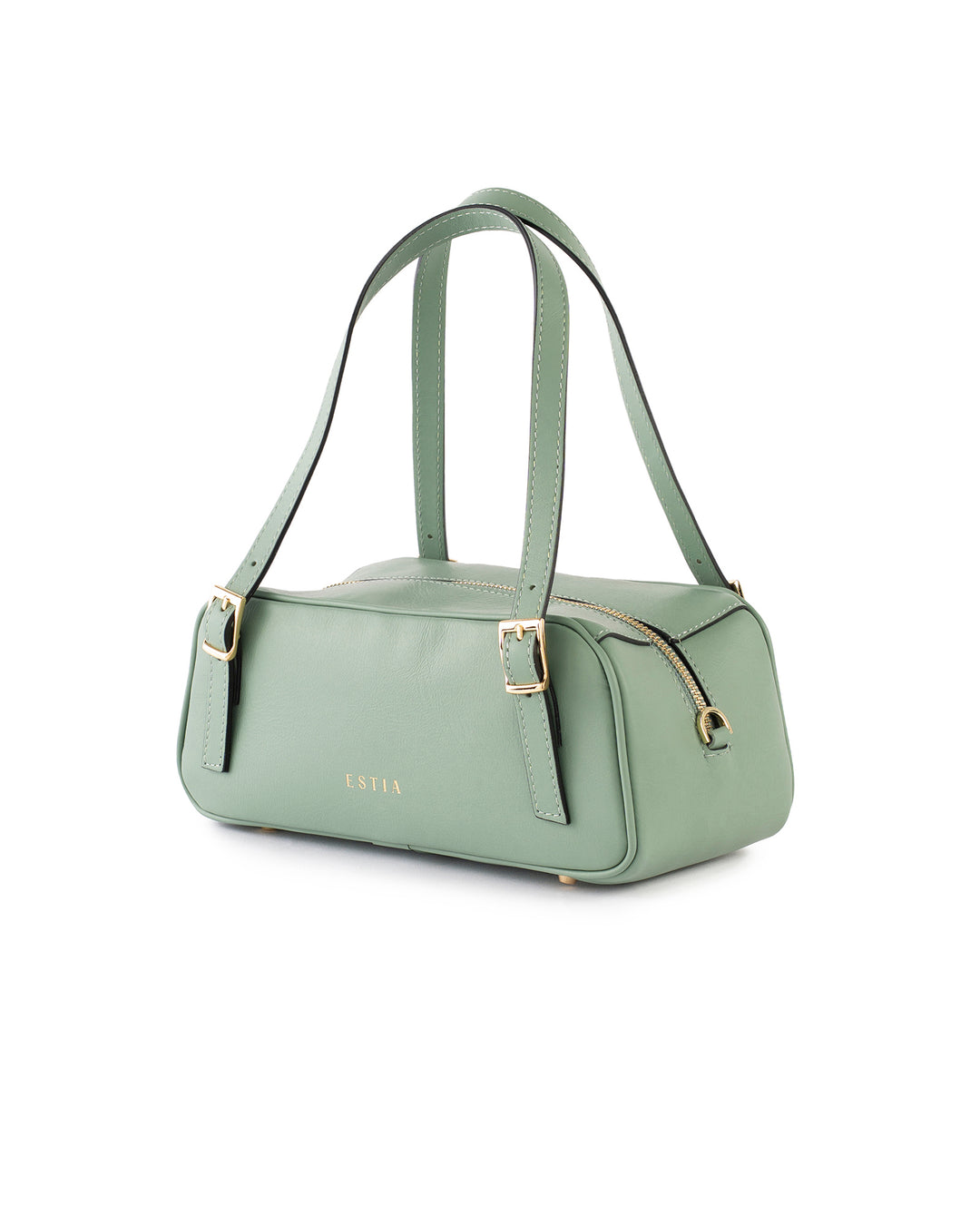 Panarea Leather Baguette Bag - Matcha