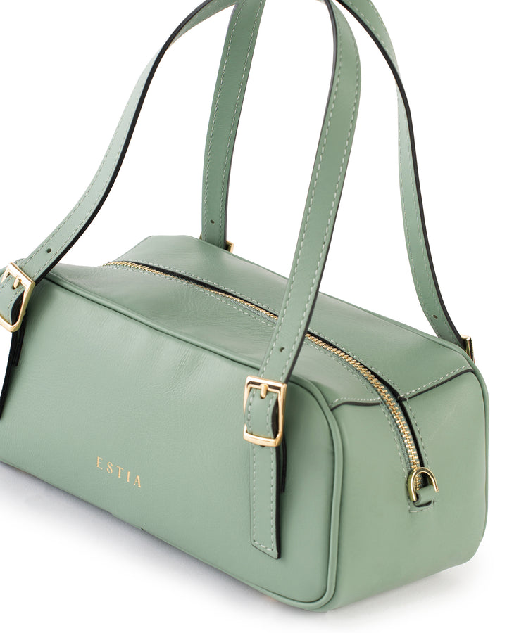 Panarea Leather Baguette Bag - Matcha