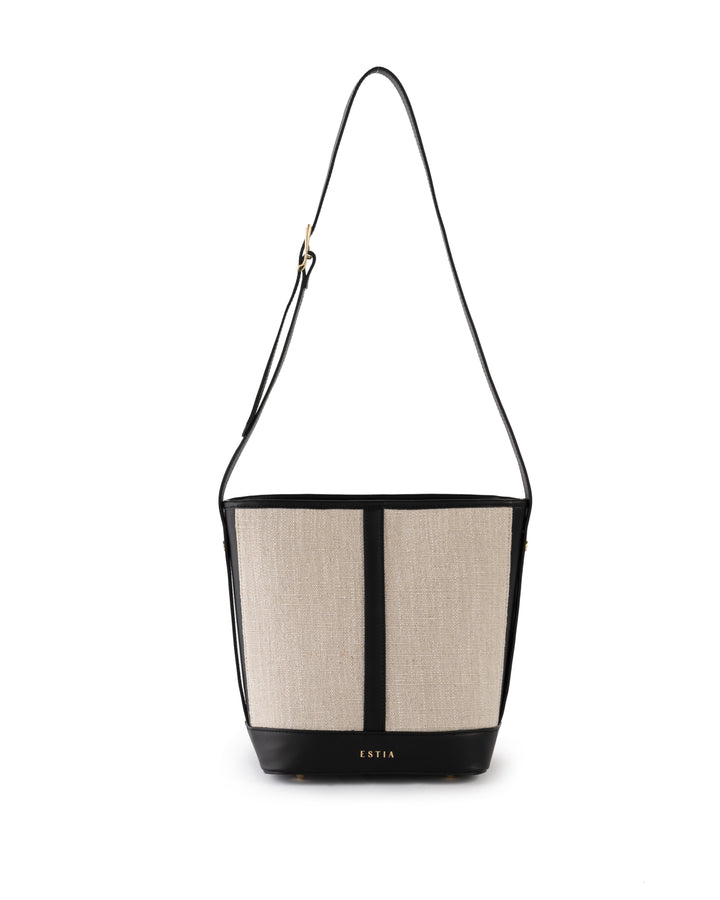 Ischia Canvas and Leather Bucket Bag - Black