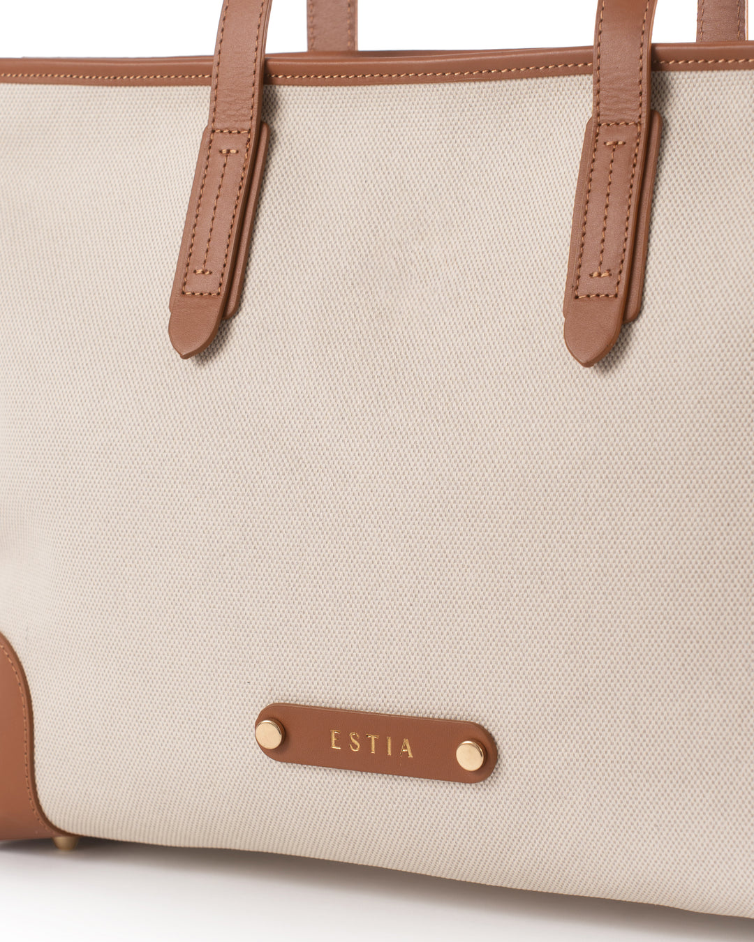 Olbia Canvas and Leather Tote Bag - Brown