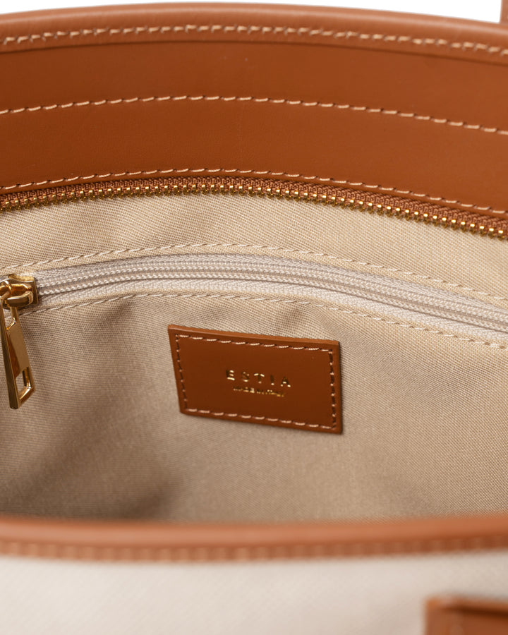 Olbia Canvas and Leather Tote Bag - Brown