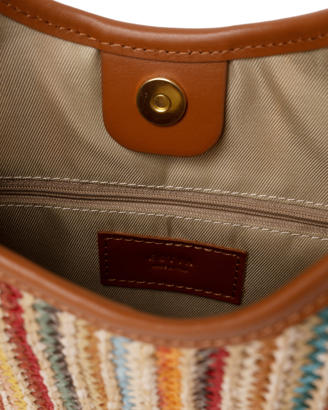 Palermo Multicolor Raffia And Leather Hobo Bag - Brown
