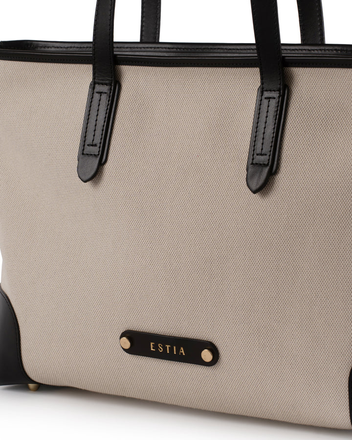 Olbia Canvas and Leather Tote Bag - Black