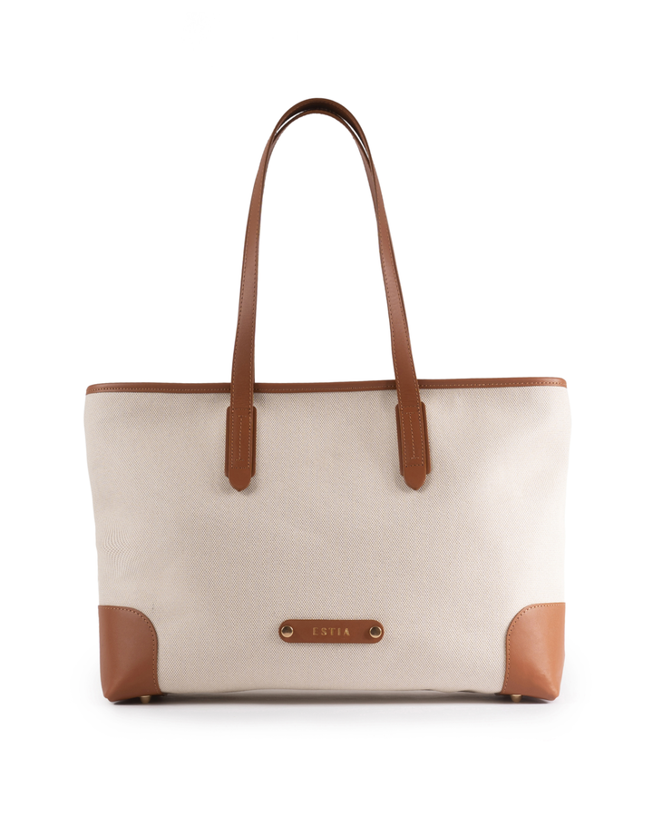 Olbia Canvas and Leather Tote Bag - Brown