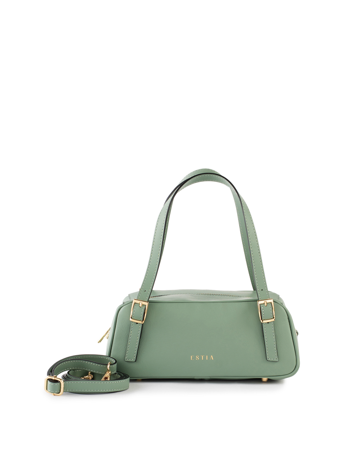 Panarea Leather Baguette Bag - Matcha