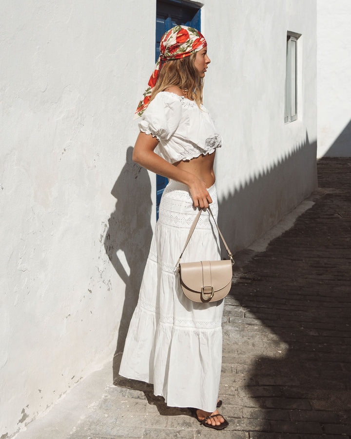 Marsala Leather Crossbody Bag - Beige